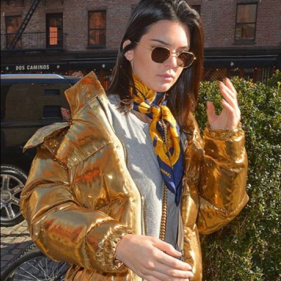 gap gold puffer jacket